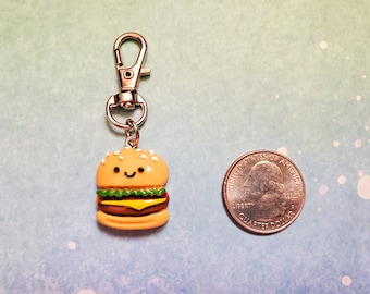 Cheeseburger Purse Charm, Burger Charm, Foodie Zipper Pull, Keychain Charm, Foodie Gift, Cute Cheeseburger, Resin Cheesburger, Cute Food