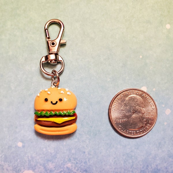 Cheeseburger Purse Charm, Burger Charm, Foodie Zipper Pull, Keychain Charm, Foodie Gift, Cute Cheeseburger, Resin Cheesburger, Cute Food