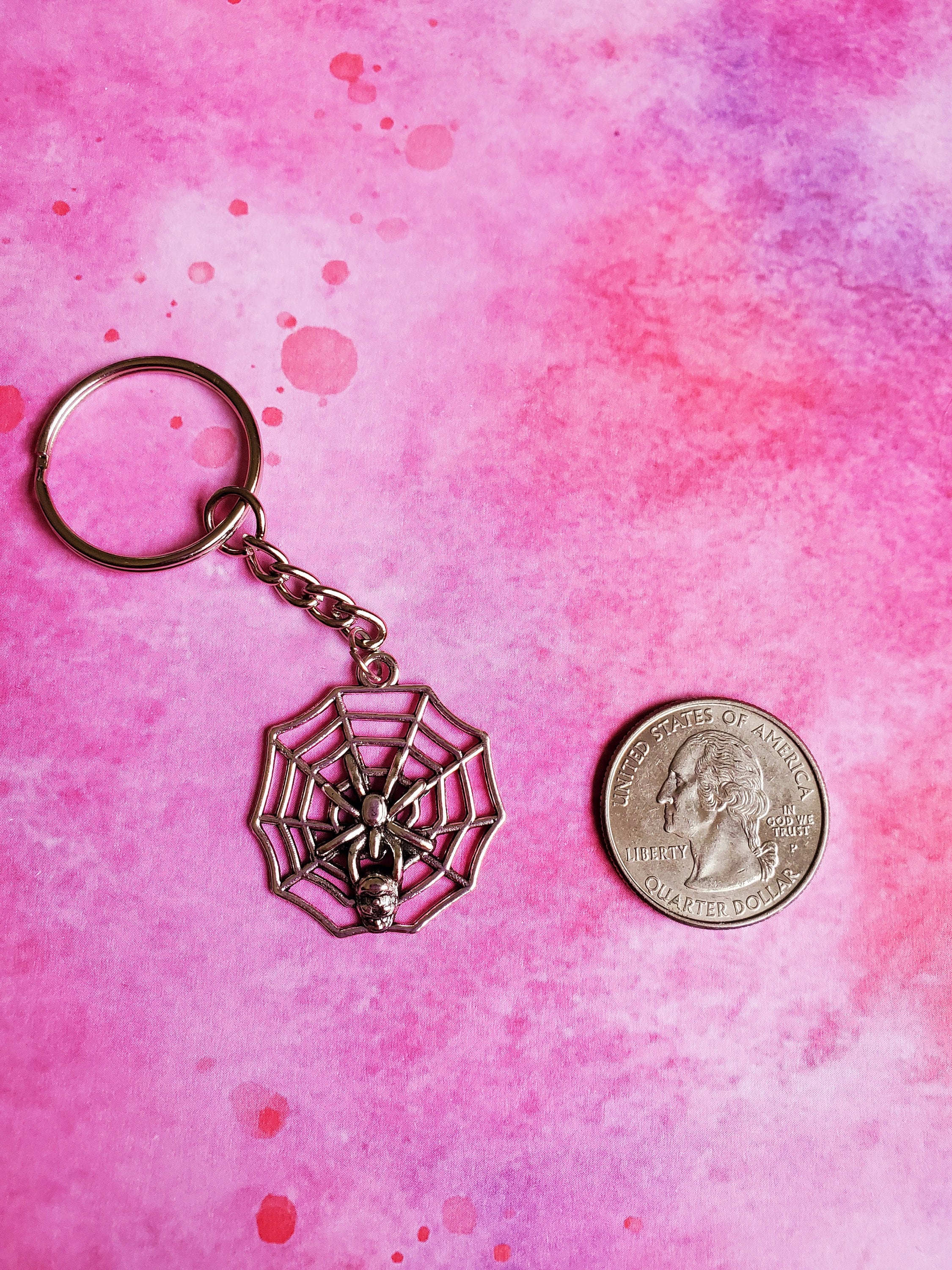 Spider keychain spiderweb keychain small keychain gothic  etsy