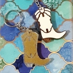 Boot Keychain, Acrylic, Art, cowgirl, western, Keychain, Handmade gift, gift ideas, gifts for her, gifts for him, country, redneck