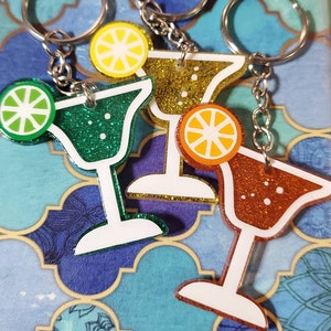 Acrylic keychain, Cocktails, Margaritas, Martini, Handmade, Gift Ideas
