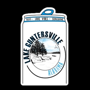 Lake Guntersville Alabama Seltzer Bubble-free stickers | Alabama | Lake Mode | Lake Vibes | 3x3, 4x4, 5.5x5.5