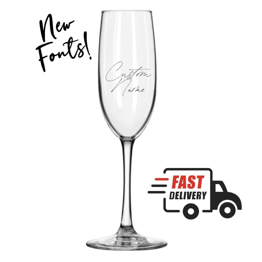 Etched Custom Champagne Glass, Custom Cham Flute, Name Glass, Etched