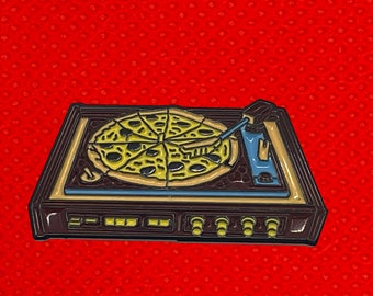 Dj Pizza Pie Record Player Enamel Pin