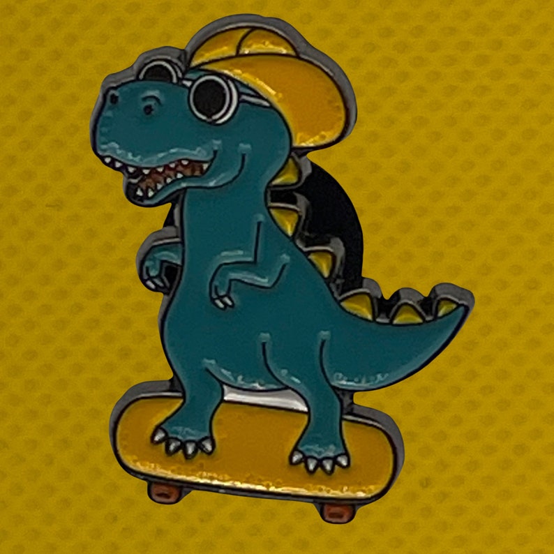 SkateDino Skateboard Enamel Pin image 2