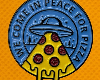 UFO Alien Pizza Invasion Enamel Pin