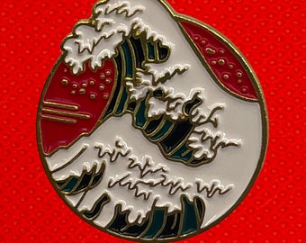 Ocean Japanese Art Surfer Pin