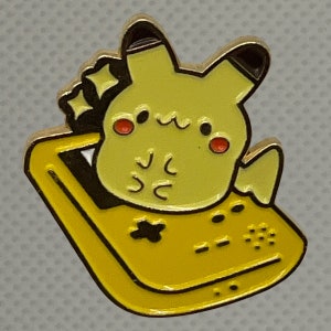 Gold Pika Chu Poke Mon Gamer Pin image 3