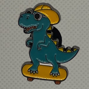 SkateDino Skateboard Enamel Pin image 1