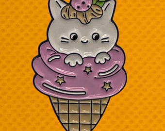 Ice Cream Cone Kitty Cat Pin