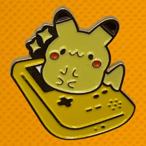 Gold Pika Chu Poke Mon Gamer Pin image 1