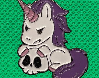 Crystal Skull Unicorn Punk Rocker Enamel Pin