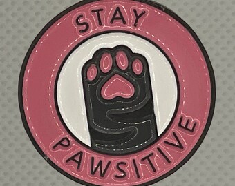 Stay Positive Cat Enamel Pin