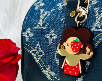 Chocolate Dipped Strawberry Luxury Bag Charm/For Her/Valentine Purse Charm/Melted Chocolate Bag Charm/Strawberry Bag Charm