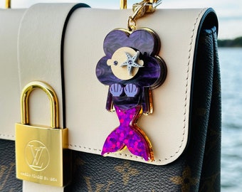 Luxury Mermaid Bag Charm/Purse Charm/Cute Bag Charm/Deep Purple Mermaid