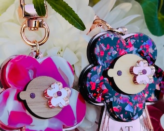 Luxury Handmade Pink Berry Swirls Bag Charm/Chunky Glitter (Pink & Red) Bag Charm/Personalize Your Bag Charm