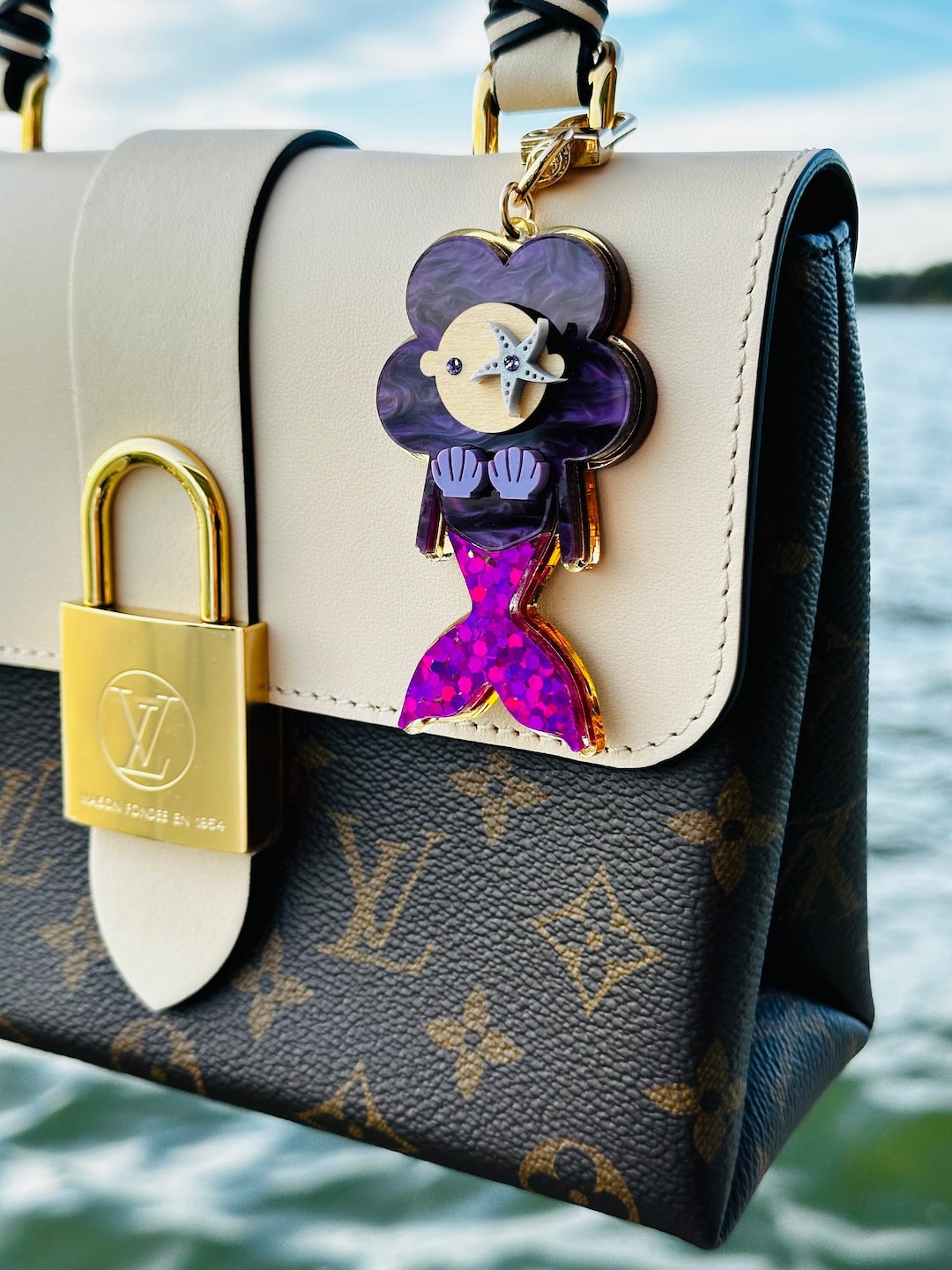 Luxury Mermaid Bag Charm/purse Charm/cute Bag Charm/deep Purple Mermaid