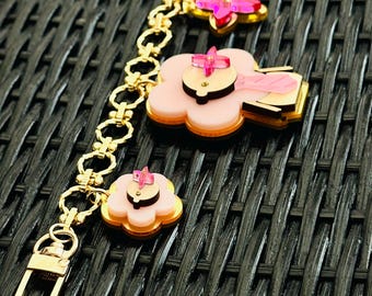 NEW!!! Exclusive Handmade Luxury Floral Bag Charm Tie Collection - Gold or Silver