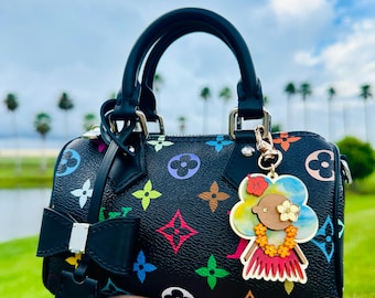 NEW VERSION!!! Luxury Handmade Hula Girl Bag Charm/Hawaiian Dancing Girl Purse Charm/Fun Hula Dancer Bag Charm