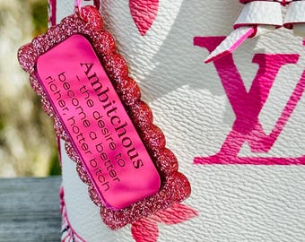 NEW!!! Luxury Statement Keychain/ Double Sided Acrylic Bag Charm/ Soft Savage Collection/Monochromatic Pink Charm