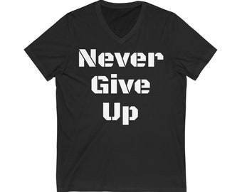 Ge aldrig upp V-ringad t-shirt