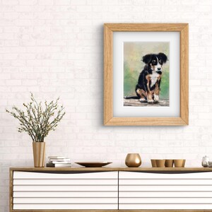 Fin the Happy Puppy: Impresión artística de 5 x 7 o diseño encantador de tarjeta de felicitación