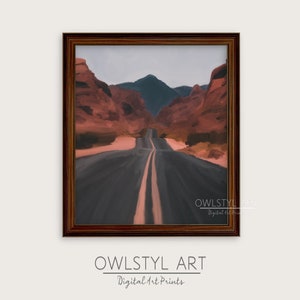 Mountain Road Painting: Adventure Landscape Art (Digital Download)