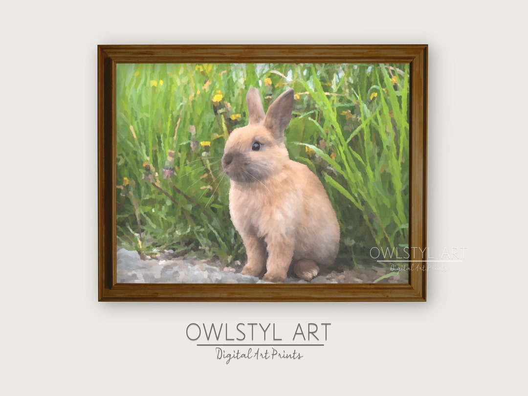 Bunny Wall Art Rabbit Painting Nursery Decor Kids Room Instant - Etsy
