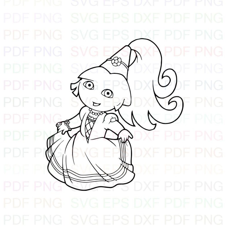 Princess_dora Outline Svg Dxf Eps Pdf Png Cricut Cutting - Etsy
