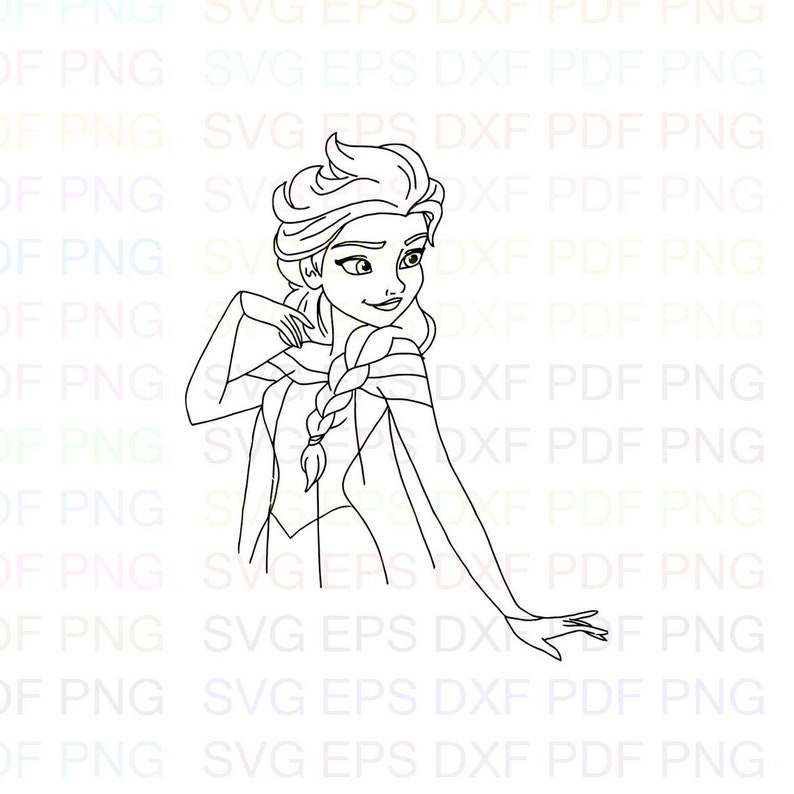 Frozen_elsa Outline Svg Dxf Eps Pdf Png Cricut Cutting File Etsy