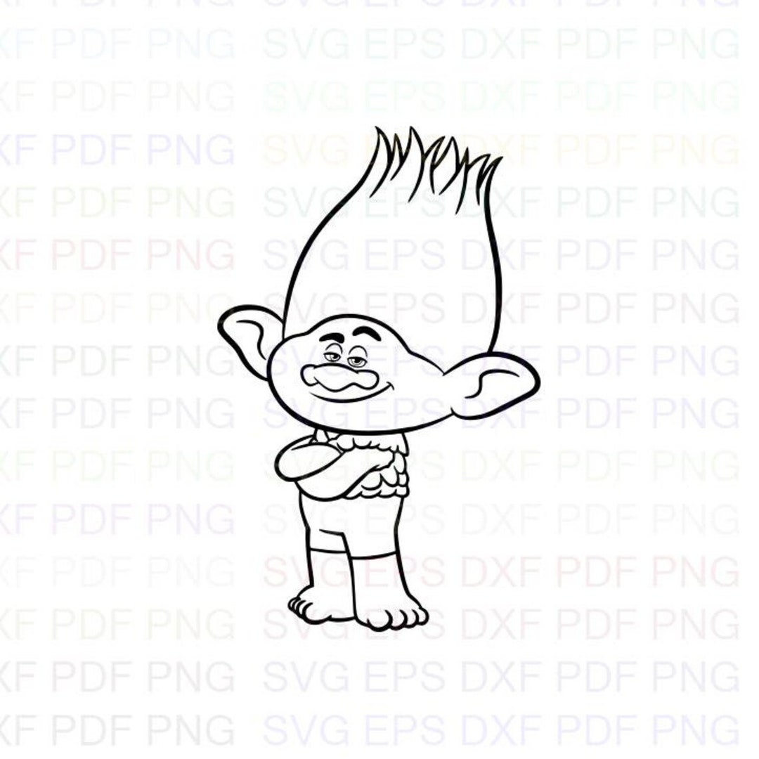 Branch_trolls Outline Svg Dxf Eps Pdf Png Cricut Cutting - Etsy