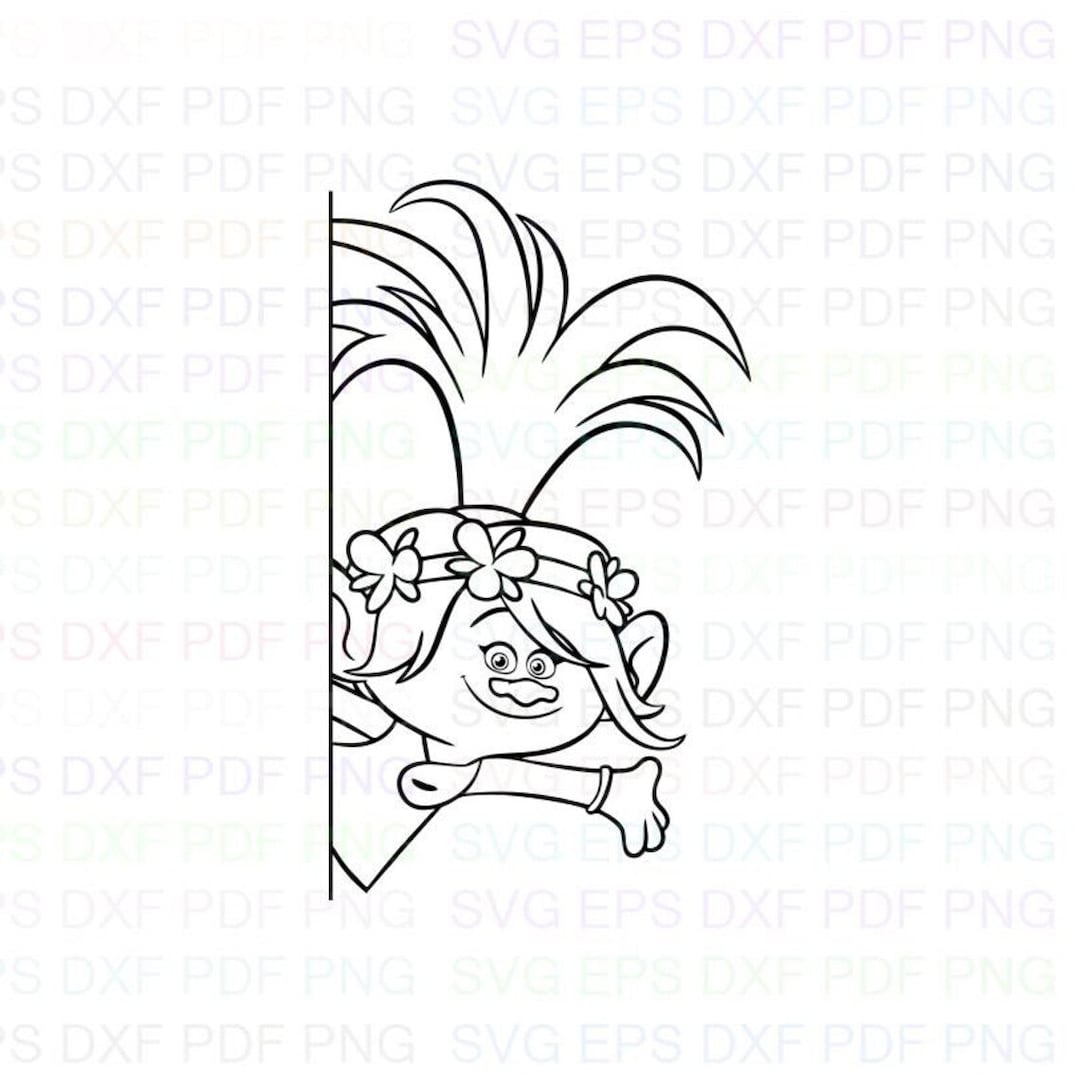 Poppy_half_trolls Outline Svg Dxf Eps Pdf Png Cricut Cutting - Etsy