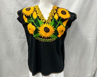 Embroidered Floral Blouse Made In Mexico