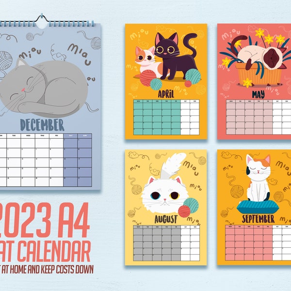 Cat Calendar 2023 - Printable A4