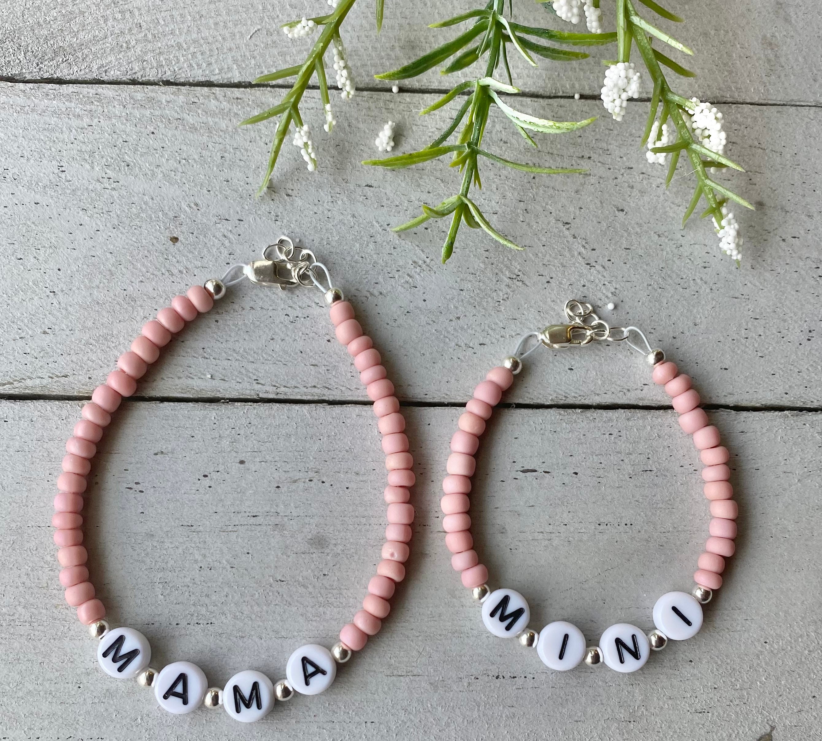 Pink MAMA MINI Matching Mommy and Me Bracelets Baby - Etsy