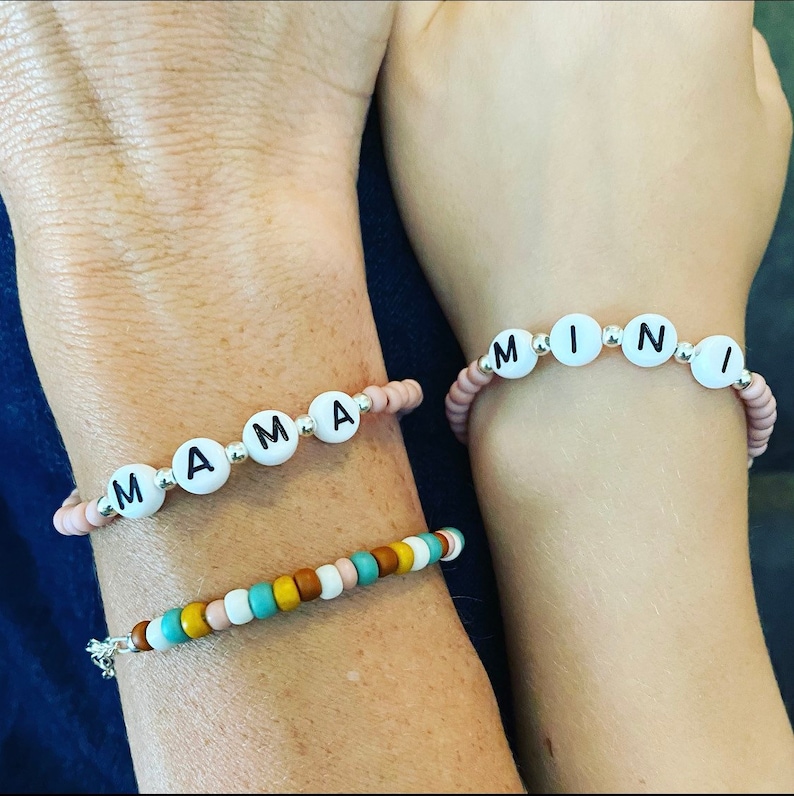 Pink MAMA MINI Matching Mommy and Me Bracelets Baby - Etsy