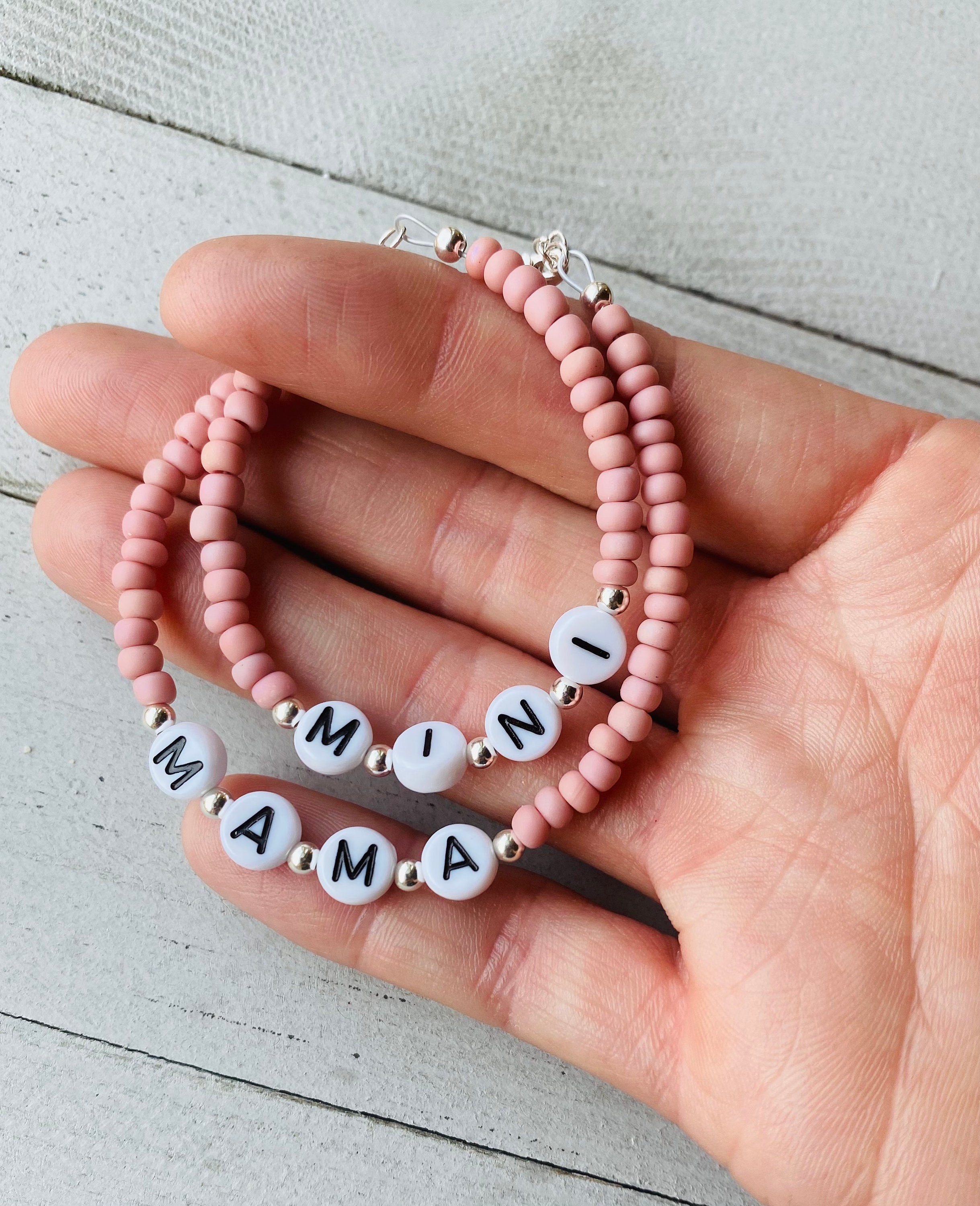 Pink MAMA MINI Matching Mommy and Me Bracelets Baby - Etsy