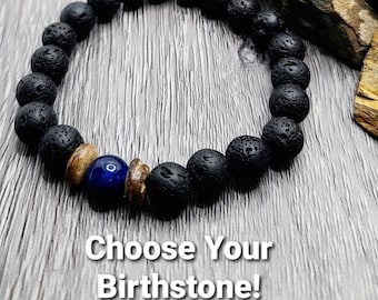 Birthstone Essential Oil Diffuser Bracelet / Aromatherapy / Lava Stone Bracelet / Father&#39;s Day /  Birthday Bracelet for Him / Mother&#39;s Day