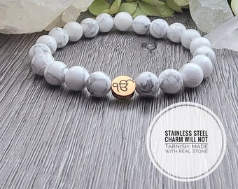Fascino Ik Onkar, Bracciale Ik Onkar, Bracciale Ek Onkar, Gioielli Punjabi, Gioielli Sikh, Bracciale Howlite, Regali 30 e sotto