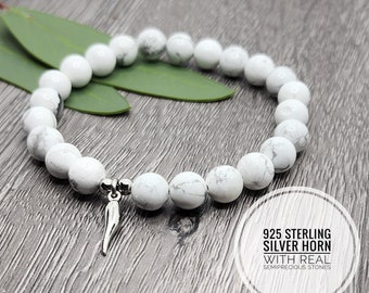 925 Sterling Silver Cornetto, Italian Horn Bracelet, Malocchio Bracelet, Stacked Bracelets, Italian horn beaded bracelet