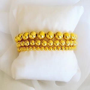 Gold Plated - Healing Bracelet - Hematite Stone bracelet - Gift for Her - Stacking Bracelets / Layering Ball/Beaded Bracelet / Handmade