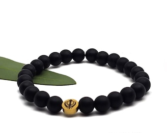 Ciondolo Khanda, Bracciale Khanda, Bracciale Sikh, Gioielli Punjabi, Gioielli Sikh, Bracciale Nero, Unisex, Regali fino a 30