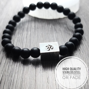 Om Bracelet, Beaded Bracelet, 8 mm Beads,Healer,Spiritual Bracelet, Om Bracelet,Stretch Fit,Meditation,Yoga,Men,Women,Gift