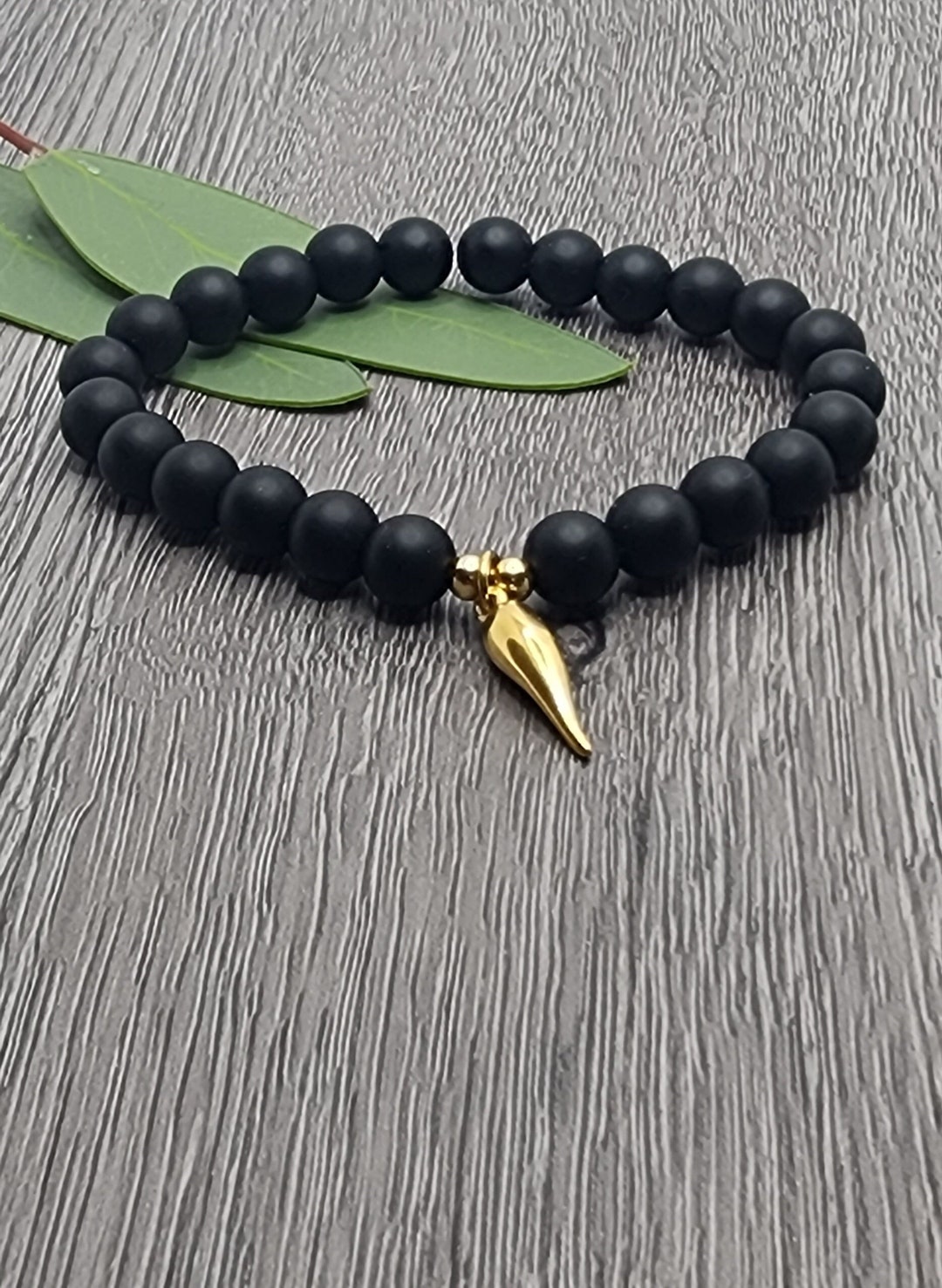 Gold Italian Horn Bracelet, Malocchio Bracelet, Stacked