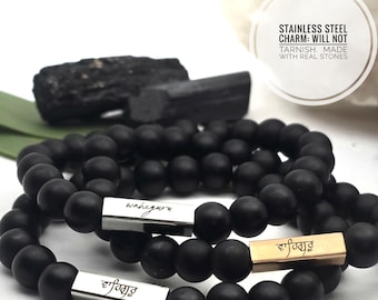 Ciondolo Waheguru, Bracciale Punjabi Wahegru, Bracciale Waheguru in inglese, Gioielli Punjabi, Gioielli Sikh, Bracciale Howlite, Regali per under 30
