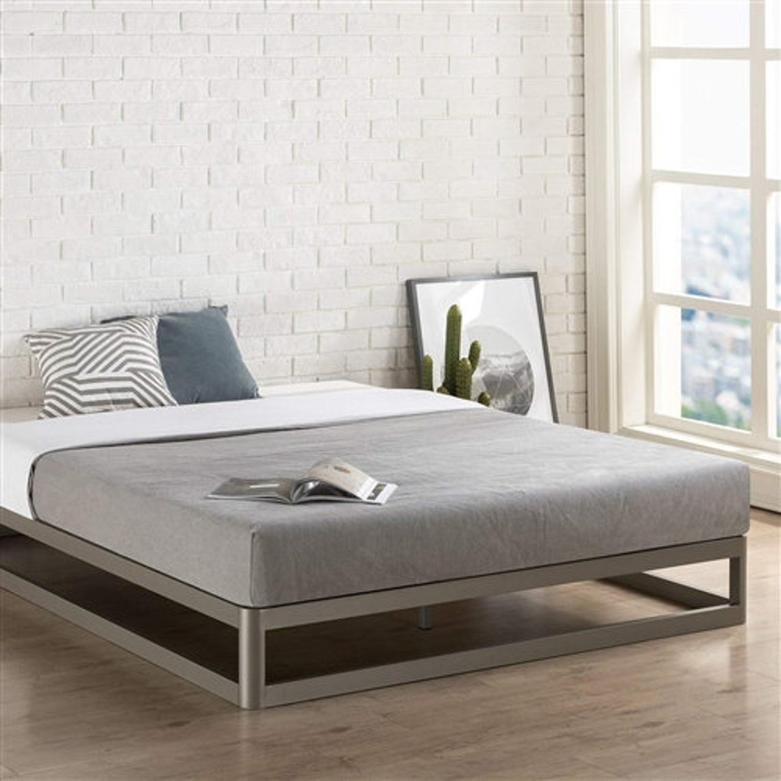 Metal Bed Frame Low Profile Metal Platform Bed Frame Modern | Etsy