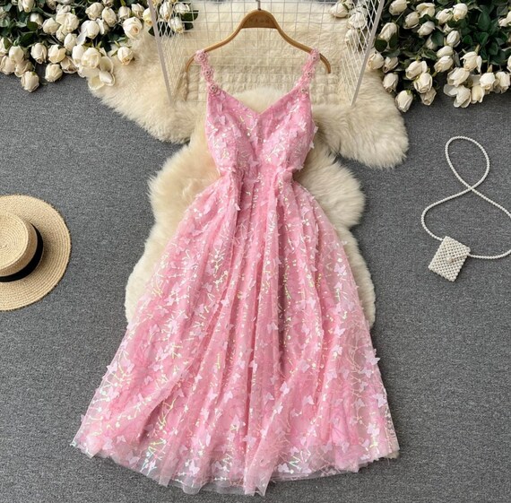 Prom Dress-fairy Dress-cottagecore Dress-romantic Pink - Etsy