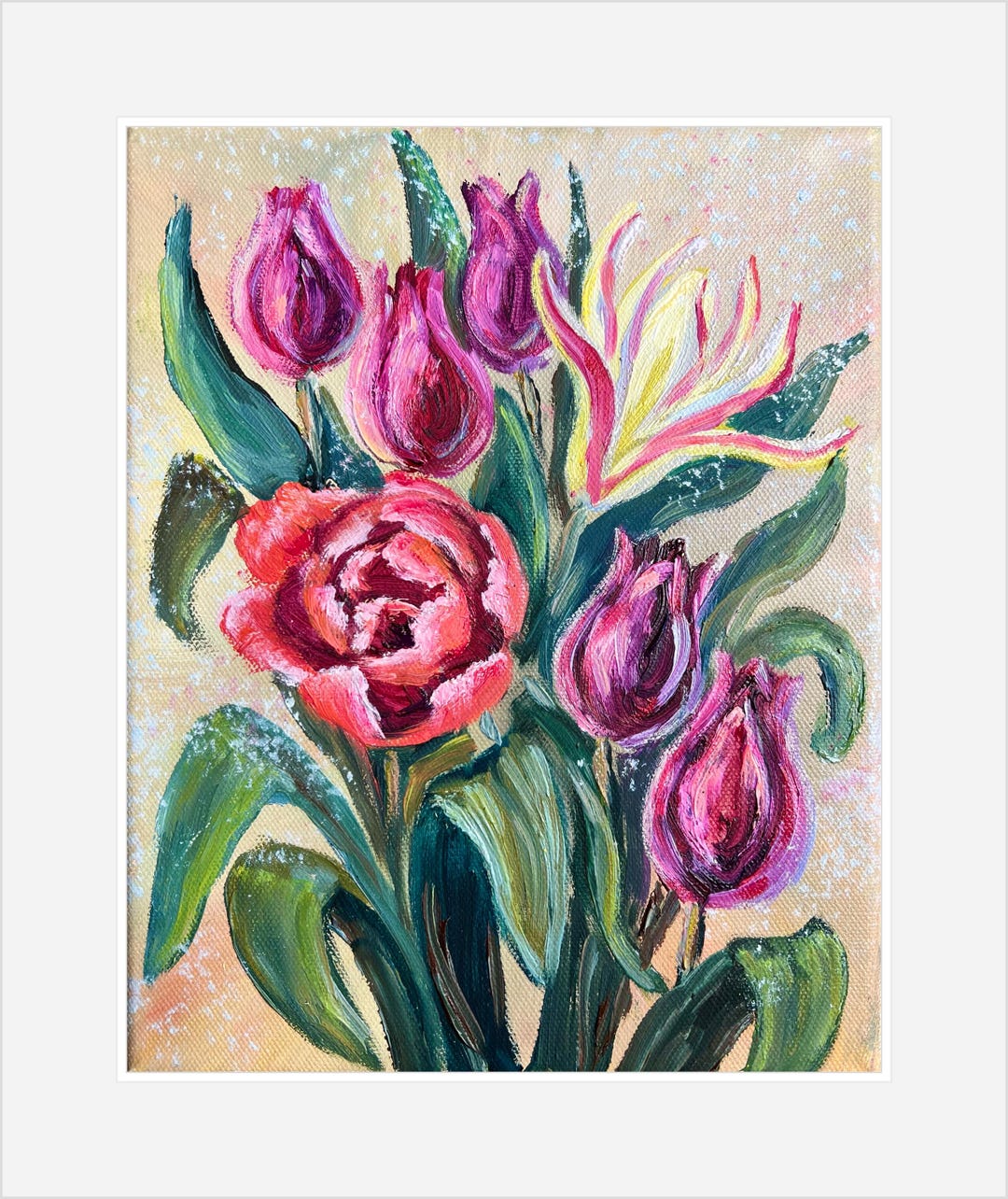 Tulip Flower Oil Painting Original 8x10 Floral Wall Art Spring Flower ...