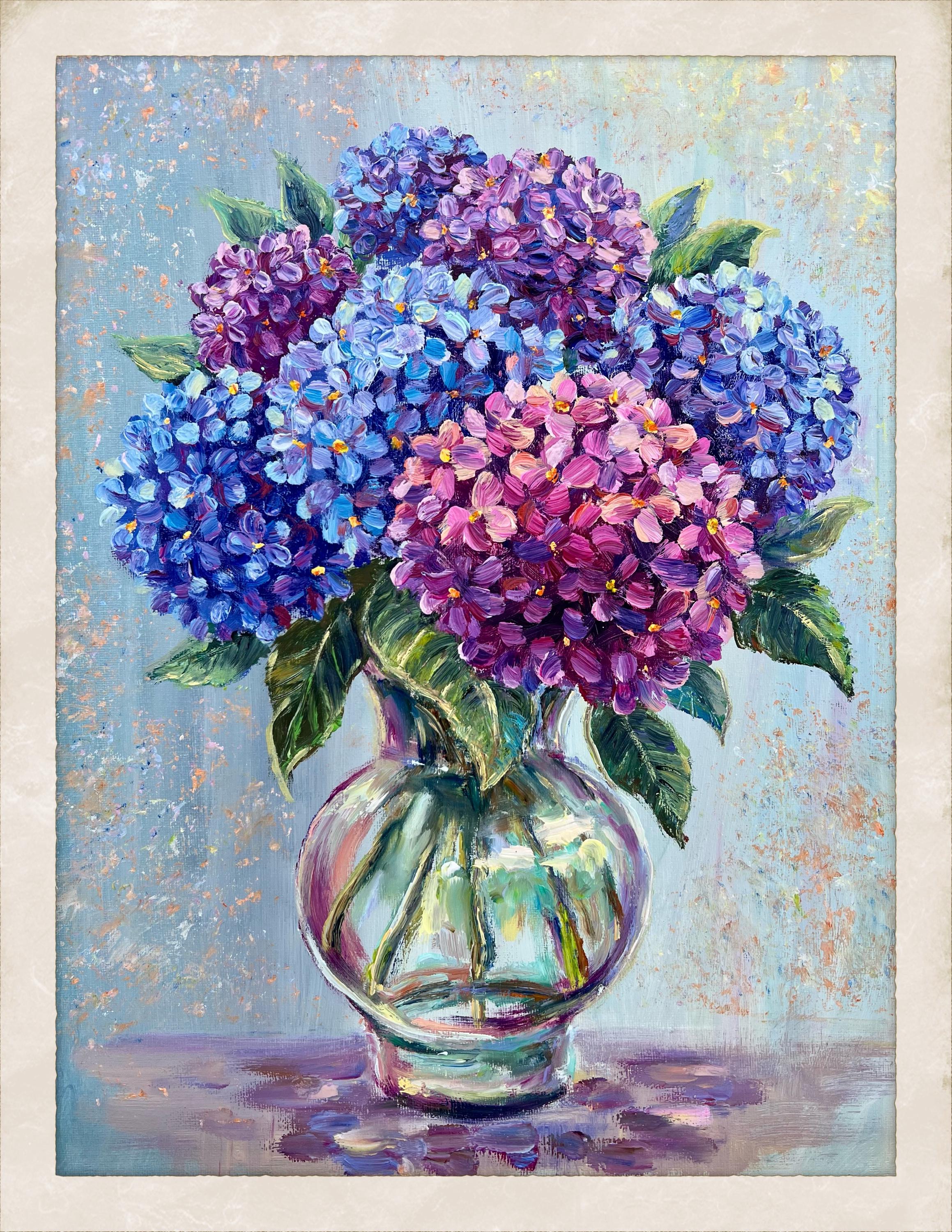 Purple Blue Flower Painting Original Oil Painting Hydrangea Wall Art ...