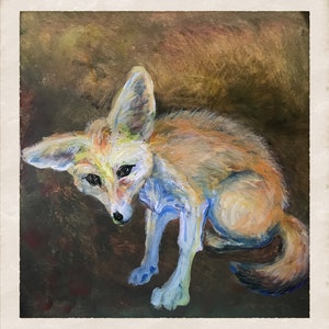 Fuchs Malerei Wüstenfuchs Acrylbild Wand Kunst Wüstenfuchs Exotisches Tier Wanddekor Tierbild Foxy 30x30cm